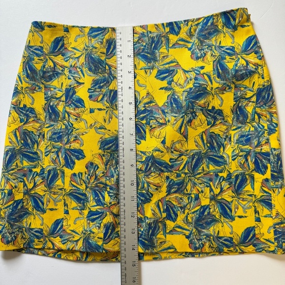 Club Monaco Mini Skirt Minirock Floral Botanical Yellow Lined Mod Bright Sz 2 - Picture 7 of 9
